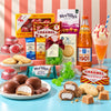 IRN-BRU ice cream float alongside Scottish sweet treats from The Wee Yin hamper
