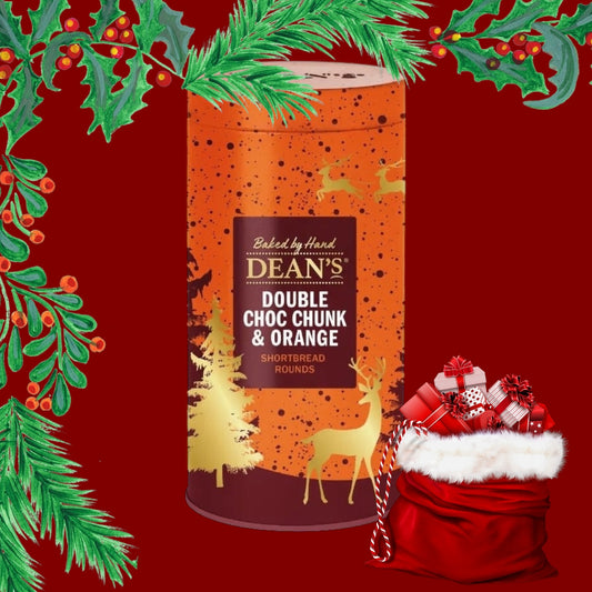 Dean's Double Choc Chunk & Orange Yule Log Shortbread Tin ( From 18 November 2025 ) - Scottish Hampers