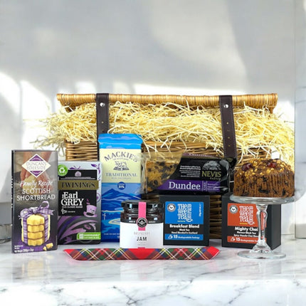 Scottish get well soon hampers with comforting treats like shortbread, cheese, chocolate, and tea — thoughtful food gifts to lift spirits, with next-day UK delivery available.