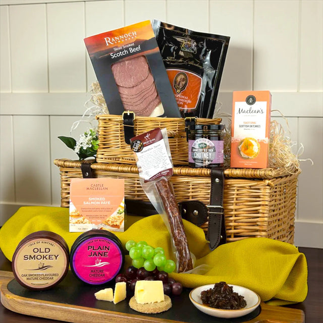 Charcuterie and smoked meats by Scottish Hampers featuring Great Glen Charcuterie, Rannoch Smokery smoked beef, chicken, venison and duck.