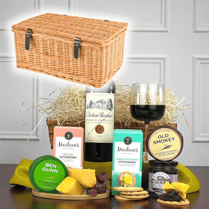 Cheese and Wine Gift Hamper Basket Set - Scottish Hampers