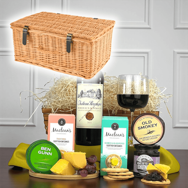Cheese and Wine Gift Hamper Basket Set - Scottish Hampers
