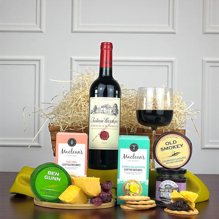 Cheese and Wine Gift Hamper Basket Set - Scottish Hampers