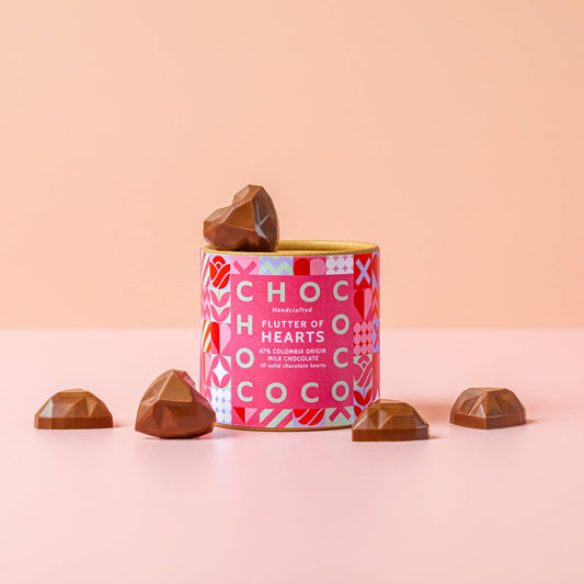 47% Colombia Milk Chocolate Hearts Tube - Scottish Hampers