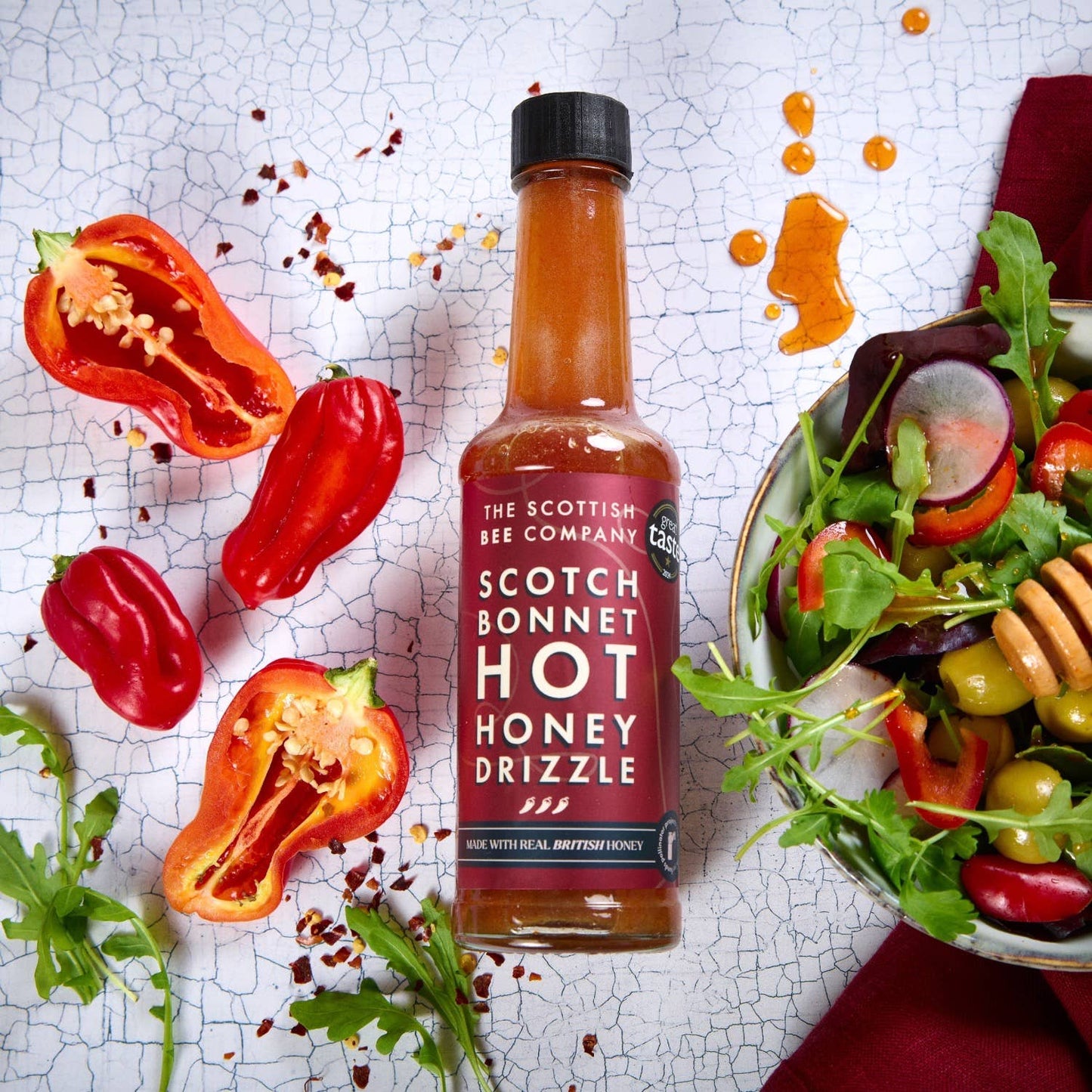 Festive Scotch Bonnet Hot Honey Drizzle - Spicy Hot Honey - Scottish Hampers
