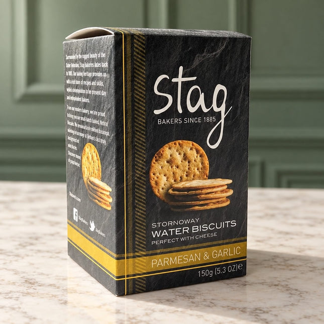 Parmesan & Garlic Stag Water Biscuits - Scottish Hampers