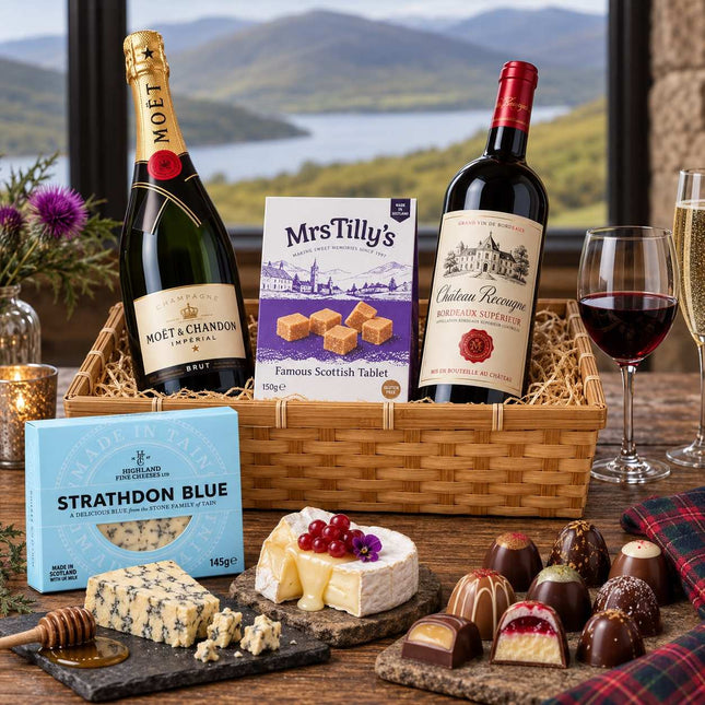A Tray of Goodies with Packaging - Scottish Hampers