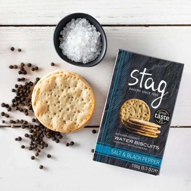 Sea Salt & Black Pepper Water Biscuits Stag - Scottish Hampers