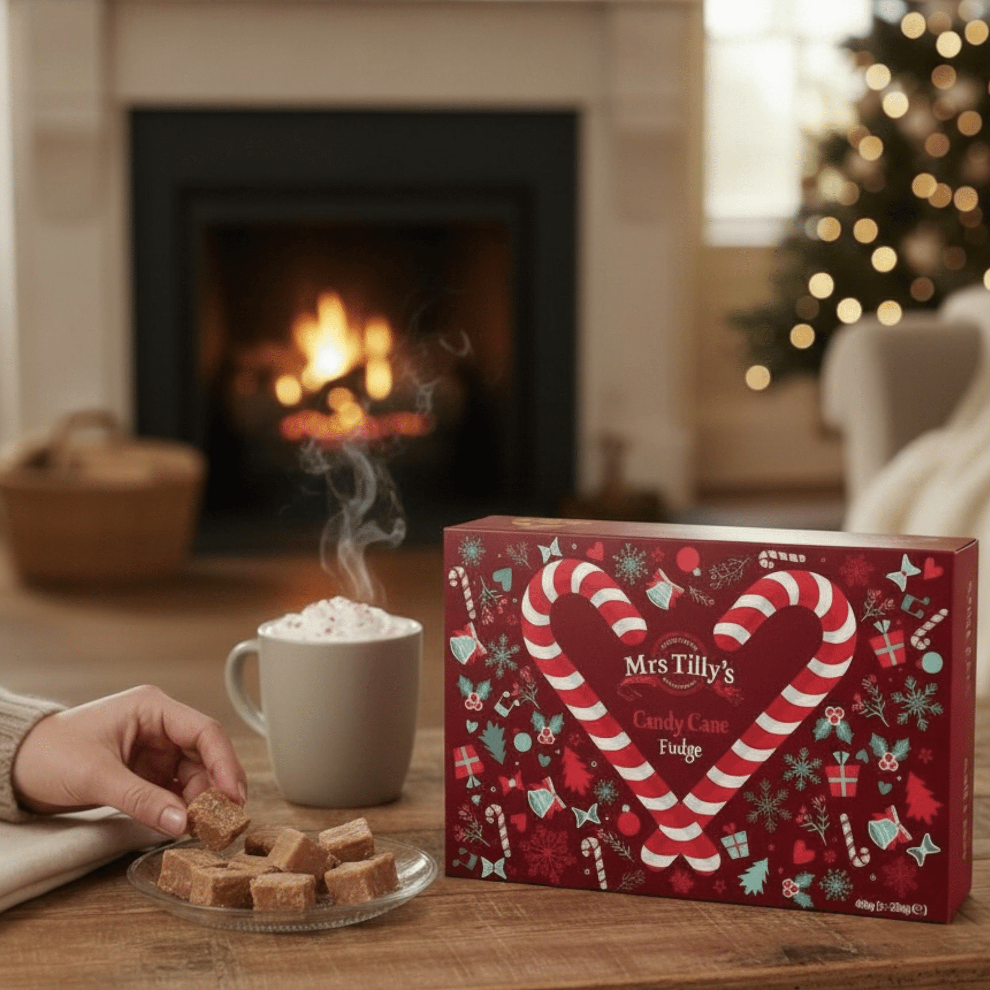 Candy Cane Fudge Gift Box 400g - Scottish Hampers