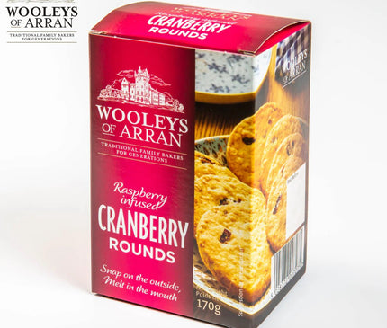 Raspberry Infused Cranberry Rounds Wooleys of Arran - Scottish Hampers