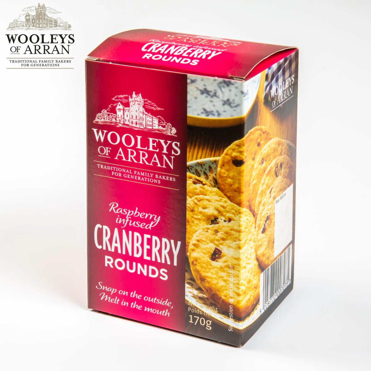 Raspberry Infused Cranberry Rounds Wooleys of Arran – Scottish Hampers