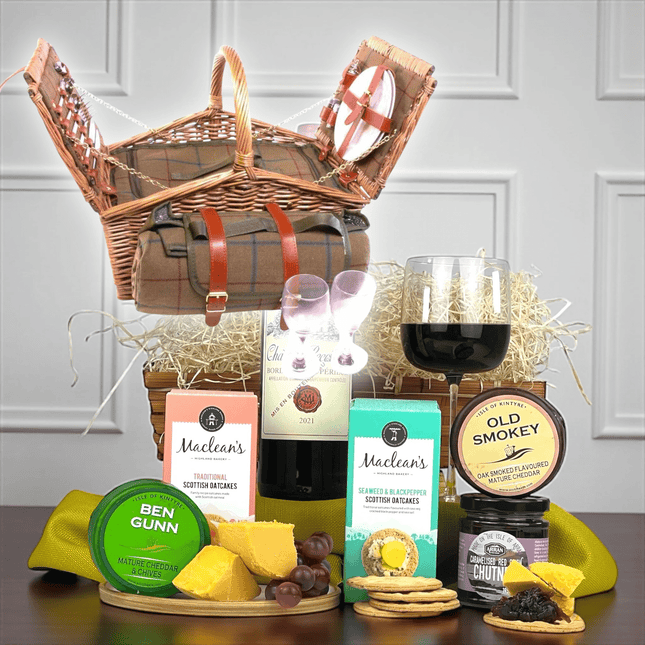 Cheese and Wine Gift Hamper Basket Set - Scottish Hampers