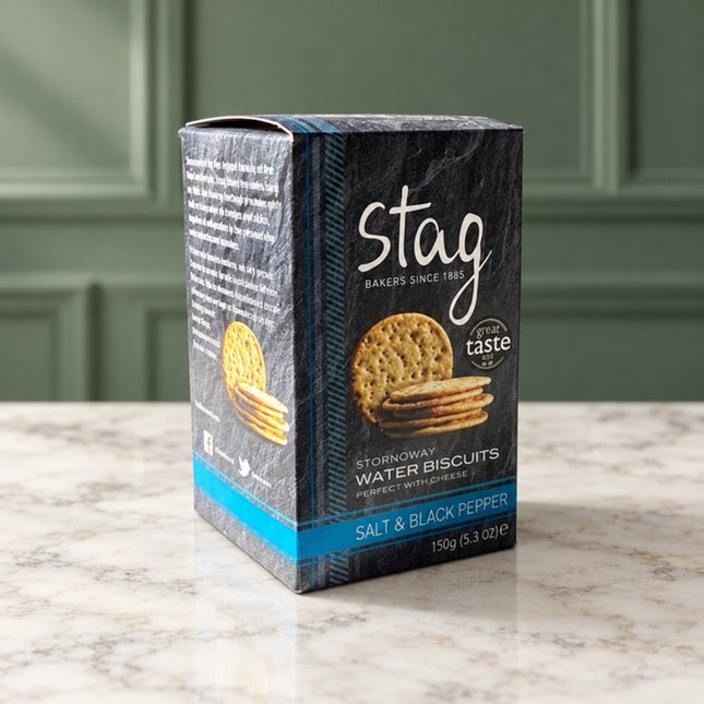 Sea Salt & Black Pepper Water Biscuits Stag - Scottish Hampers